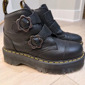 Dr. Martens Black Devon flower ankle boot